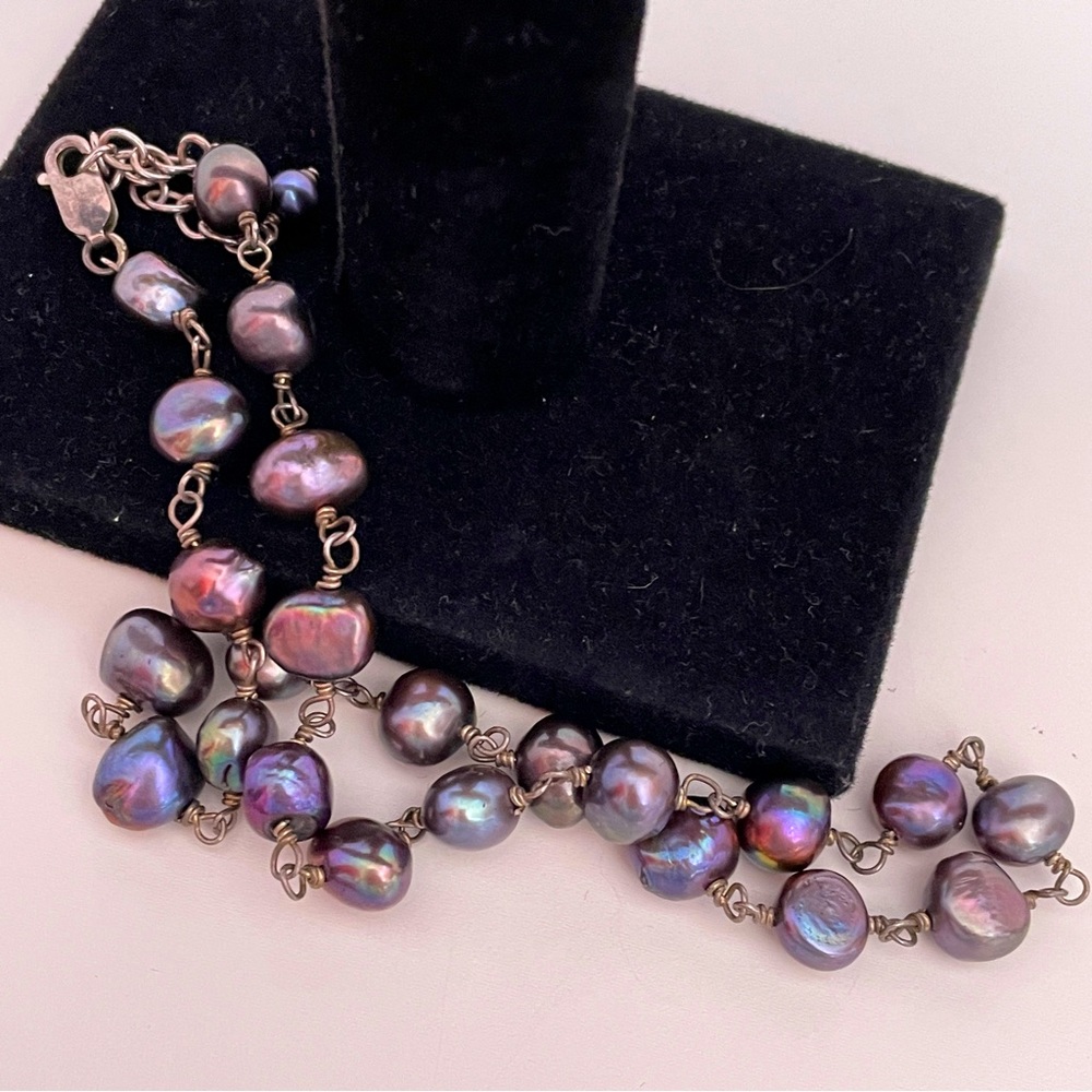Real Purple PEARL & STERLING SILVER Mermaid Core Holiday Luxury Choker Necklace